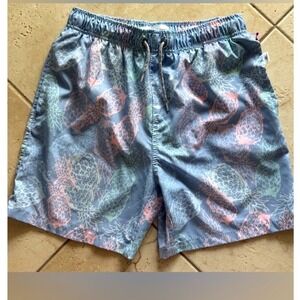 Vintage Summer Boys Blue Pineapple Print Swim Trunks Size 14 NWT